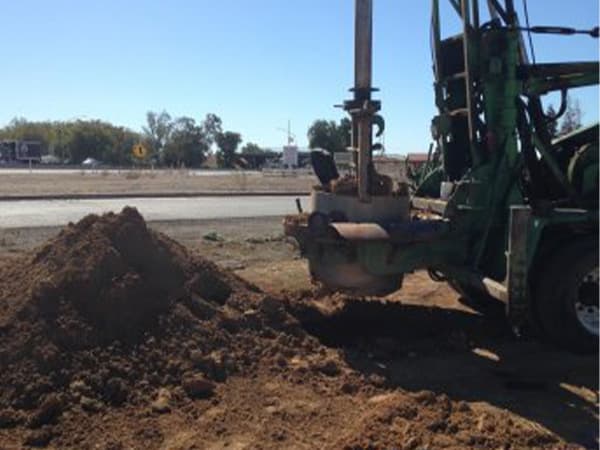 Professional drilling equipment used for construction projects Construction drilling equipment positioned over a bore location